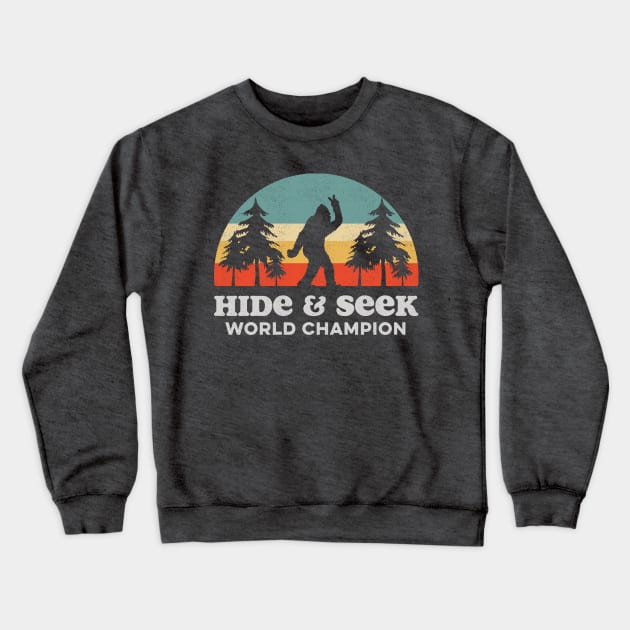 Retro Bigfoot Hide & Seek World Champion Crewneck Sweatshirt by Tingsy